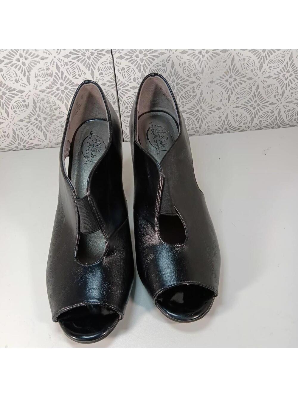 LifeStride Heels Womens 9 M Black Carla Slip On Shoes